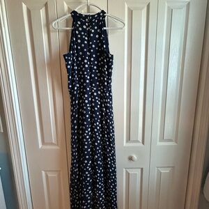 Navy Polka Dot Maxi Dress